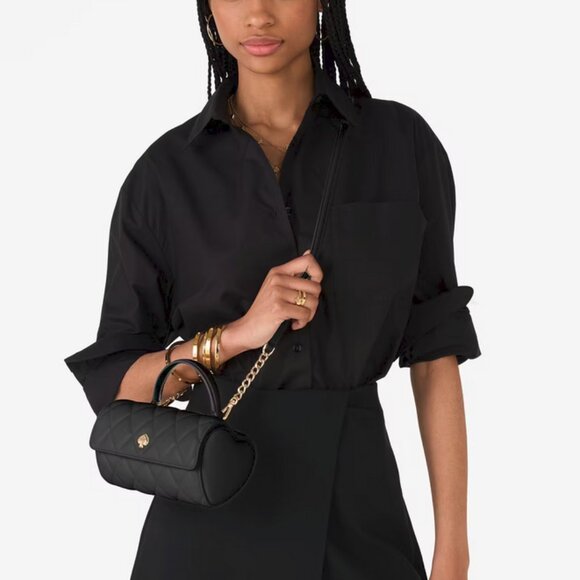 Kate Spade Heart 3D Barrel Quilted Crossbody - Black - Love Shack KK175 - Picture 6 of 10